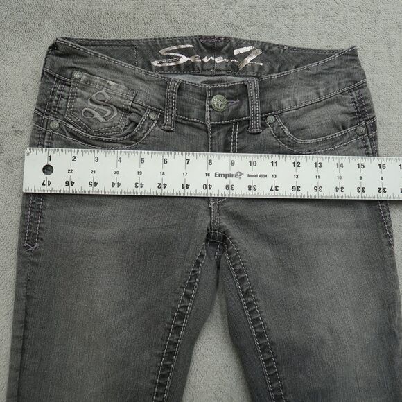 Seven7 Jeans Women's Size 27 Gray Low-Rise Skinny Denim 29" Inseam Distressed - Picture 9 of 16